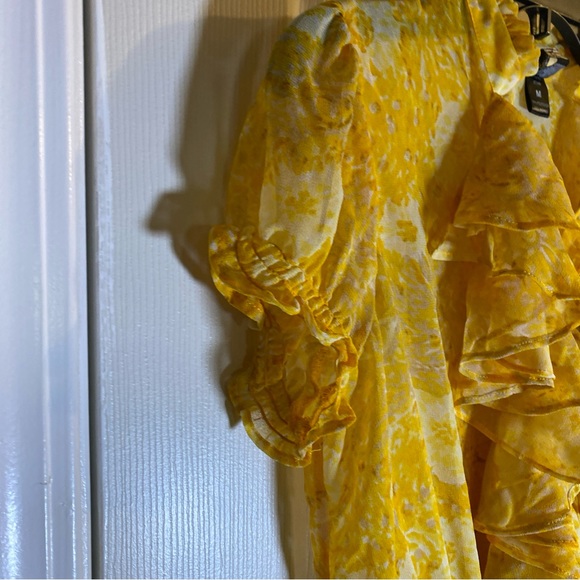 B. Tru Women MEDIUM Blouse Top Sheer See Through Floral Button Adult Fashion Fun - Picture 2 of 8